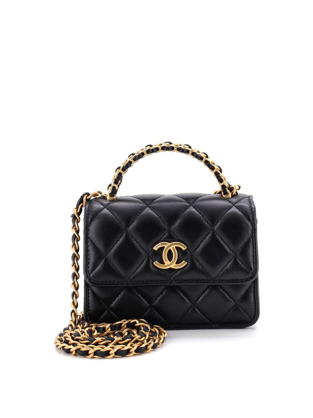 Chanel Woven Top Handle Cc Flap Clutch #259210C48B